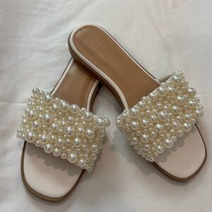 a new day Pearl Embellished White Sandals